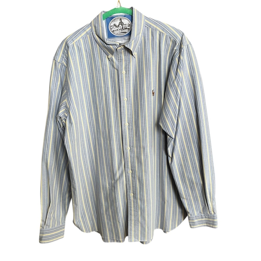 Ralph Lauren Button Down Shirt Men's Size L Classic Fit Vertical Stripe Pony